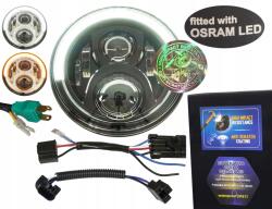 REC-parts 7 inch-es Drl Anti-Scratch Led lámpa Osram 144 lm/W 17/27W Fekete Harley-hoz