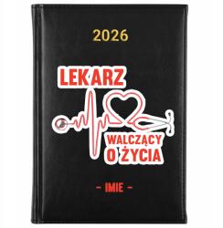 FunnyCase Könyvnaptár 2026 Életért Küzdő Orvos Fekete tervező Ajándék (Kalendarz Czarny LEKARZ WALCZĄCY O ŻYCIA)