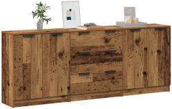 vidaXL 3 db antik fa színű szerelt fa tálalószekrény 60 x 30 x 70 cm (3329225)