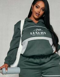 Prettylittlething Zöld Laza Melegítő Pulóver Gallér Zseb Nyomtatás Prettylittlething 48