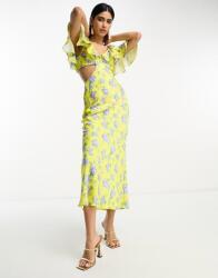 Asos Design Sárga Ruha Cut Out Virágok (42) (570554)