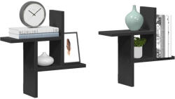 vidaXL 2 db fekete szerelt fa fali polc 38 x 12 x 38 cm (853246)