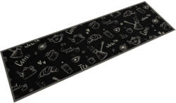 vidaXL fekete reggeli mintás mosható bársony konyhaszőnyeg 45x150 cm (4005584)