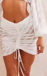 Prettylittlething Fehér Texturált Mini Strandszoknya Húzózsinór Prettylittlething 34