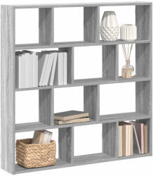 vidaXL szürke sonoma színű szerelt fa fali kockapolc 12 rekeszes színű (860009)