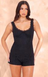 Prettylittlething IC23211 Rövid Fekete Csipkés Overál Prettylittlething (11) S