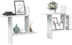 vidaXL 2 db fehér szerelt fa fali polc 50 x 12 x 50 cm (853254)