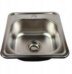  Klasszikus mosogató, acél, 38×38cm, 1mm vastag, szifon, akkumulátorra (5907046237719)