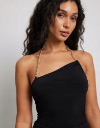 NA-KD Sima Fekete Illeszkedő Felső Arany Díszítő Lánc A Nyakban Na-kd Xxs