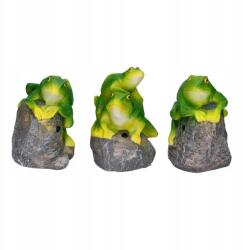 Kaemingk Zöld béka figura, kövön ülő dísz (8718532794510)