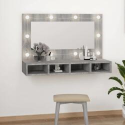 vidaXL szekrény tükörrel és LED-del, szürke sonoma tölgy, 90x31, 5x62 cm