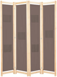 vidaXL barna 4-paneles szövetparaván 160 x 170 x 4 cm (248180)