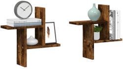 vidaXL 2 db füstös tölgy színű szerelt fa fali polc 38 x 12 x 38 cm (853249)