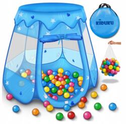 Gyerek sátor házikó labdákkal száraz medence kék a kertbe (KZ-005/4G-ECBD-0TJI)