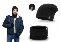 PaMaMi Férfi téli szett Pamami fekete kémény sapka szett Lengyel Uni (15012+16106 komplet zimowy czapka komin)