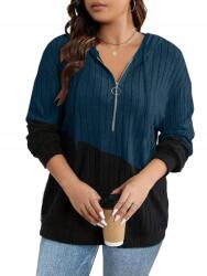 Shein Curve Kapucnis Pulóver Kék És Fekete Casual 5XL__5XL