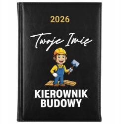 FunnyCase Könyvnaptár 2026 Építésvezető Fekete Időzítő Ajándék Minták (Kalendarz Czarny KIEROWNIK BUDOWY)