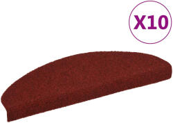 vidaXL 10 db öntapadós lépcsőszőnyeg 65 x 21 x 4 cm bordói piros félkör alakú nagy (149707)