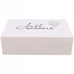 Ékszertartó doboz tükörrel - ékszerdoboz, ajándéknak is tökéletes, fehér (szkat. CS OM21)