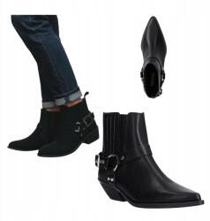 Seastar Női Magassarkú Bokacsizmák Klasszikus Bőr Bélelt Bokacsizmák Fekete R 41 (68347 czarne klasyczne kowbojki na obcasie)