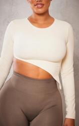Prettylittlething Krémszínű Hosszú Ujjú Felső Aszimmetrikus Illeszkedéssel Prettylittlething L