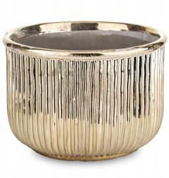 Styldekor Virágtartó Fedél Arany 18x26cm Bordázott Öregített Fedél Retro 20 25 (0408447AP)