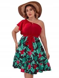 Shein Virágmintás Fodros Ruha, Size 44, poliészter