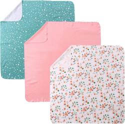 Bébi takaró Pamut 90 x 90 cm 3 db-os szett Virág mintás (X001JDPT8D)
