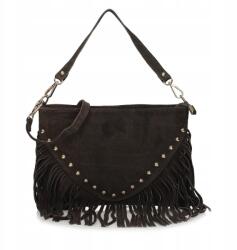 Toscanio Boho bőr kézitáska Toscanio G131 Sötétbarna (TOSCANIO G131 CIEMNY BRĄZ D23)