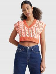 Tommy Jeans Kötött Narancssárga Felső Mintás (s) (522862)