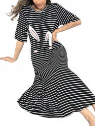 Shein Fekete Csíkos Nyomott Mintás Hálóing 38 M__M