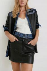 Desigual Fekete Műbőr Szoknya, Size S, ceruza szabású, magasított derékkal (463241)