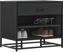 vidaXL Cipőpad Fekete 60x40x53, 5 cm Fából és fémből készült pad (849219) - valora