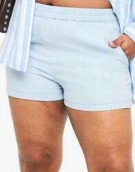 Boohoo Kék Magas Derekú Farmer Rövidnadrág Sima Pamut Boohoo 52