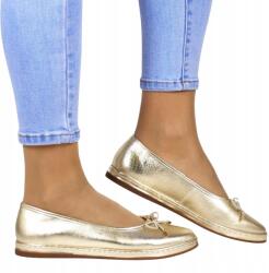  Balerinacipő Bebújós Női Bőr Platform Arany Szélesebb Új (iBUTY 6856 ZŁOTE)