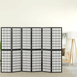 vidaXL 6 paneles fekete japán stílusú összecsukható paraván 240x170 cm (352082)