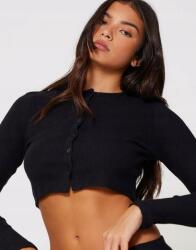 Prettylittlething Fekete Hosszú Ujjú Pulóver Felső Klasszikus Gombokkal Prettylittlething 40