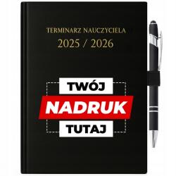 FunnyCase Naptár 25/26 Fekete Ajándék Tanárnak Tolltartó Nyomott Mintás (KALENDARZ Z DŁUGOPISEM NAUCZYCIELA NADRUK)