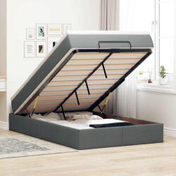 vidaXL Ottomán ágykeret matraccal sötétszürke 120x190 cm szövet (3311093)