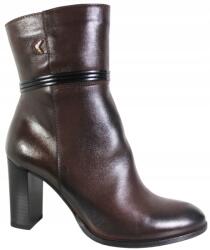 Simen 8075A 37- Méret barna bőr női bokacsizma sarokkal (8075A)