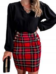 ItaliaModa Női blúz ködös ujjú láncok nyakkivágással fekete