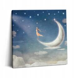 Wallfluent Canvas kép a konyhába Ökológiai Lány a Holdon és az Éjszakai égbolt (010030010270000075094)