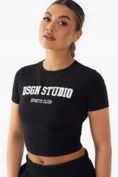 Boohoo Fekete Testhezálló Crop Top Fehér Nyomott Mintás Feliratos Rövid Ujjú Boohoo 34