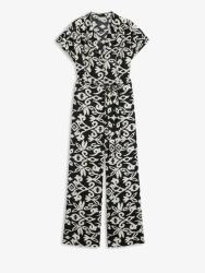 Bonprix 46-os nyomott mintás overál, fekete, 70% poliészter, 30% újrahasznosított poliészter