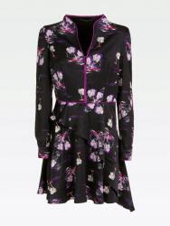 GUESS Fekete Ruha Mini Mintás, Size S, poliészter, V-nyakú (433416)