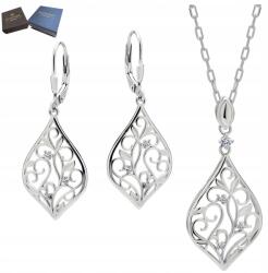 Mennica Świdnicka Ezüst Ékszer szett 925 Ajándék Női Függő Fülbevaló Hosszú