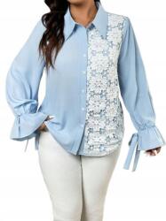 Shein Curve Ing Kék Elegáns Fodros Csipke 42 XL__XL