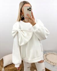  Pulóver nagy masnival 3D fehér pamut oversize elegáns