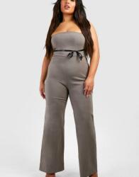 Boohoo Sötét Bézs Overál Hosszú Szárú Nyitott Vállú Szalag Boohoo 44