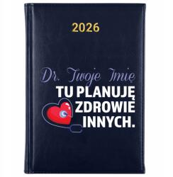 FunnyCase Könyvnaptár 2026 Itt Tervezem Mások Egészségét Sötétkék Tervező Minták (Kalendarz Granatowy TU PLANUJĘ ZDROWIE INNYCH)